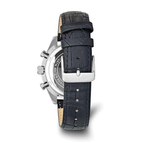 Chisel Mens Stainless Steel Black Leather Chronograph Watch - Picture 3 of 6